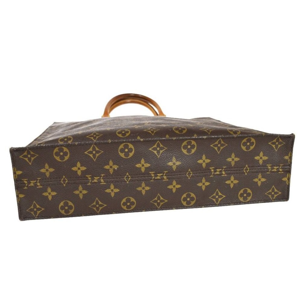 LOUIS VUITTON Logo Sac Plat Hand Tote Bag Monogram Leather Brown - Picture 11 of 15